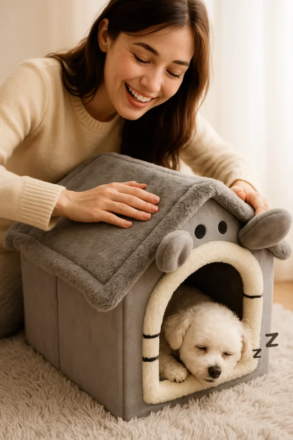 Cartoon Pet Bed: Arctic Fleece, Washable, for Cats & Small Dogs