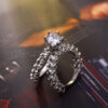 Elegant Zircon Silver Engagement & Wedding Ring Set