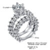 Elegant Zircon Silver Engagement & Wedding Ring Set