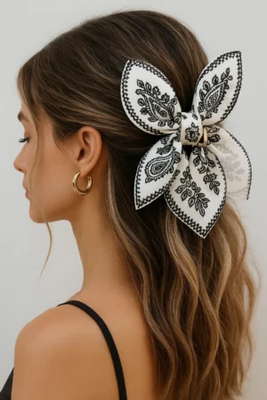 Cashew Fower Heart-shaped Bow Hair Clip